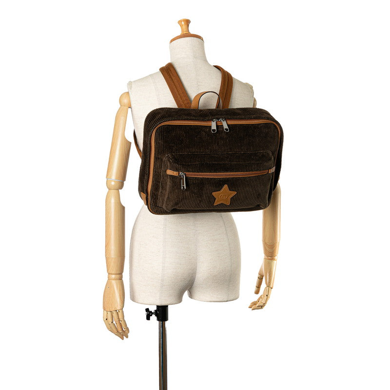 Gucci Double G Star Rucksack 704946 Brown Cordury Leather  Gucci