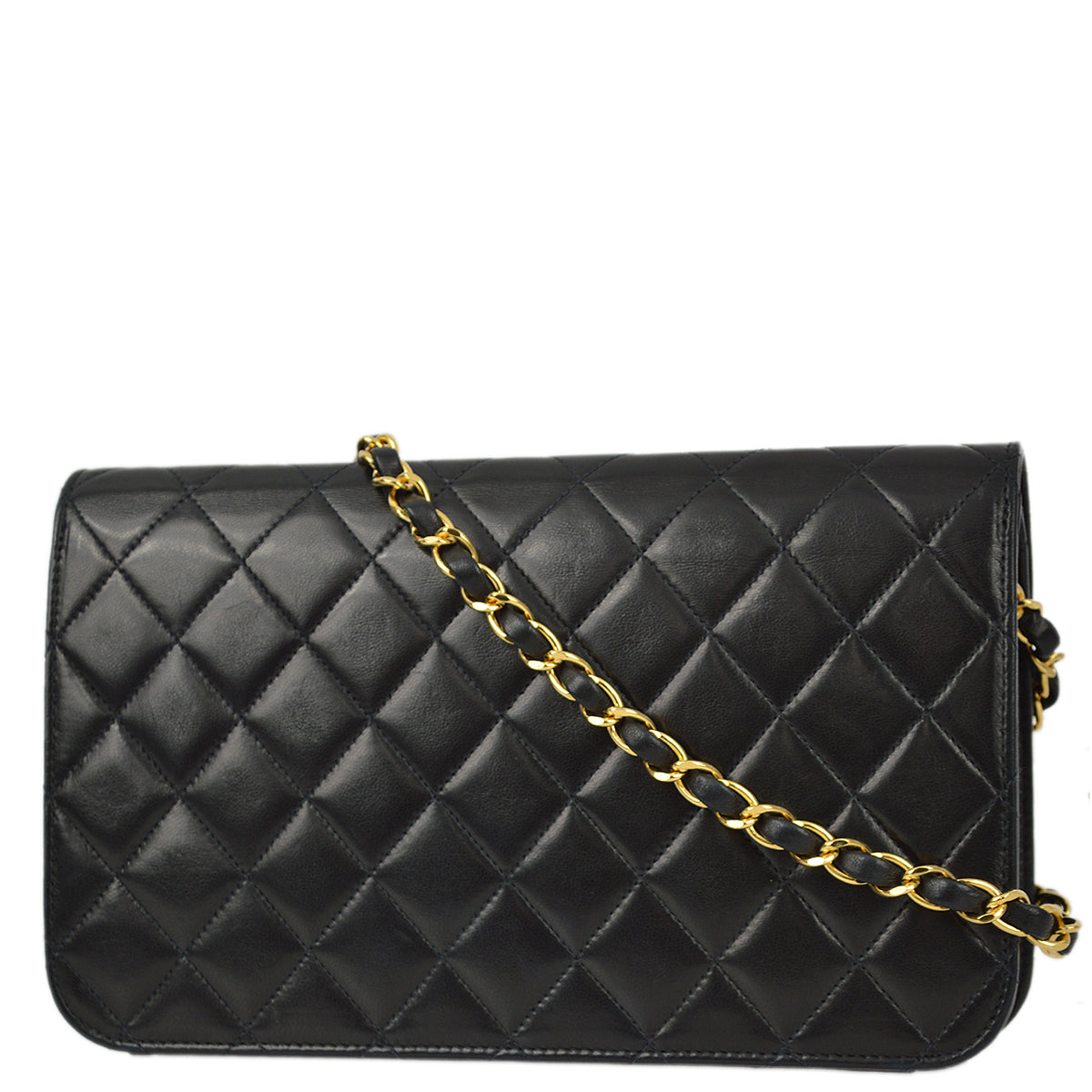 Chanel 1997-1999 Lambskin Pushlock Small Full Flap Bag