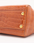 Fendi Mini Peekaboo Croco 2WAY Handbag Brown 8BN244