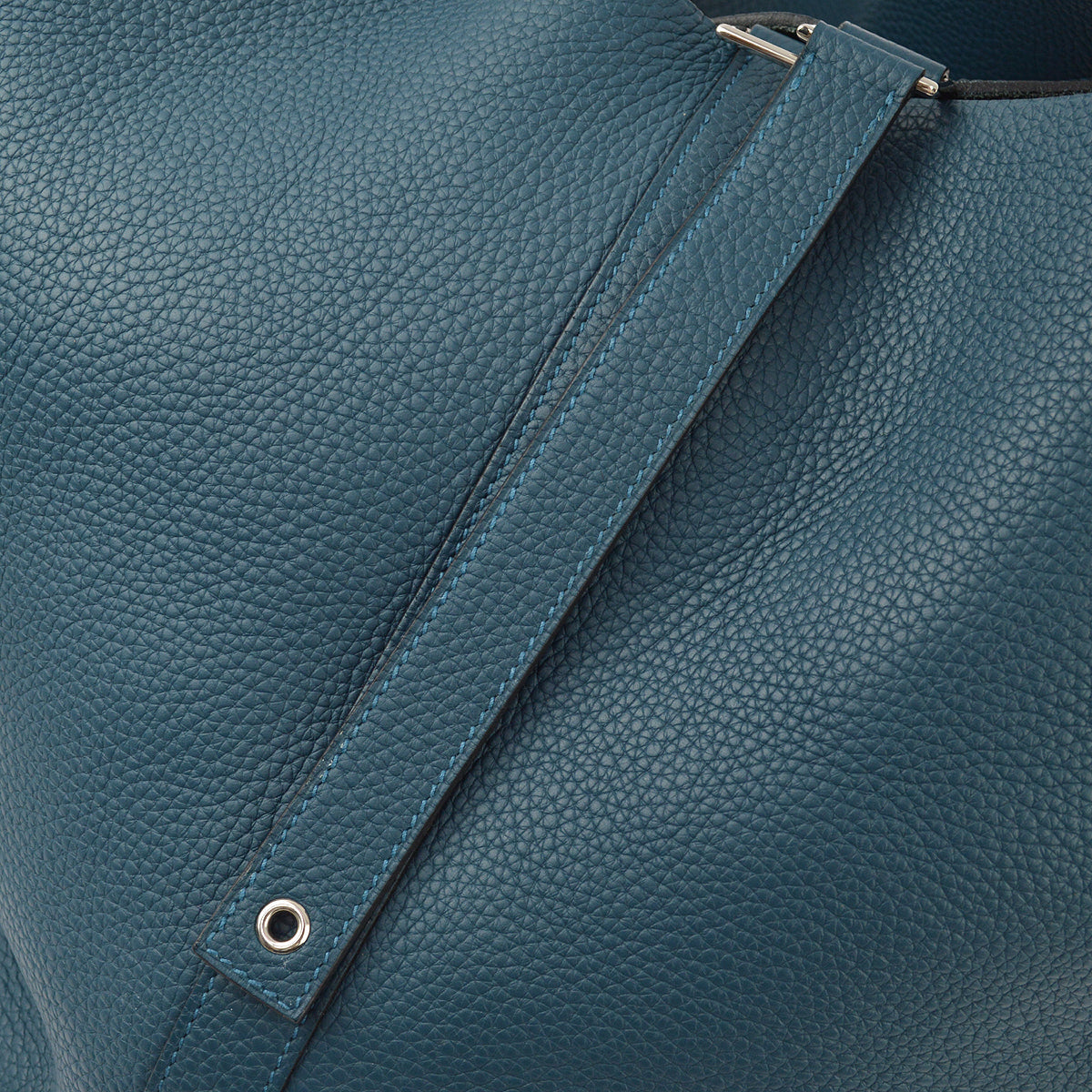 Hermes Blue Taurillon Clemence Picotin Lock TGM Handbag