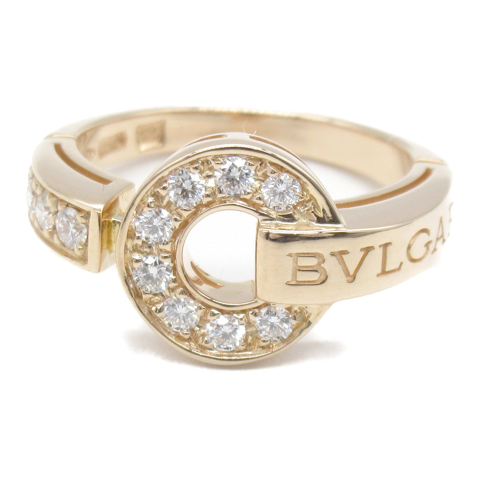 Bulgari BVLGARI Round Logo Diamond Ring Ring Ring Ring Jewelry K18PG (Pink G) Diamond  Clearance