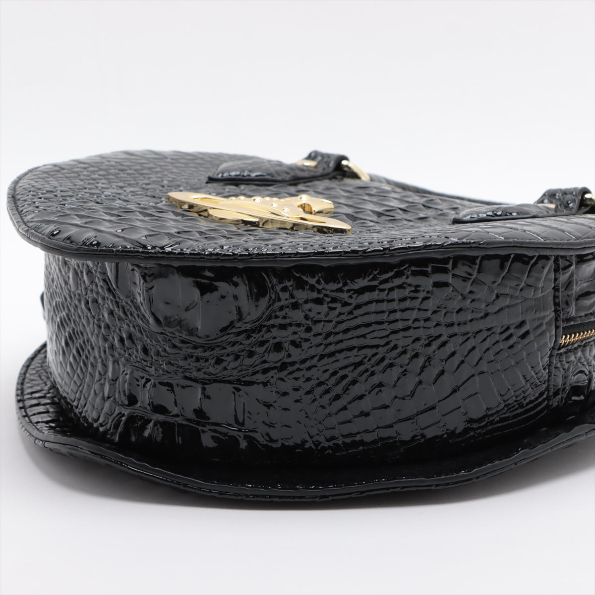 Vivian Westwood Crocodile Press 2WAY Handbag Black