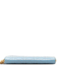 Dior Lady Round Fashner Long Wallet Light Blue Emblem  Dior