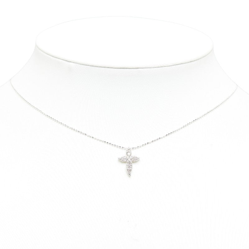 Cross-motif necklace K18WG white g ladies