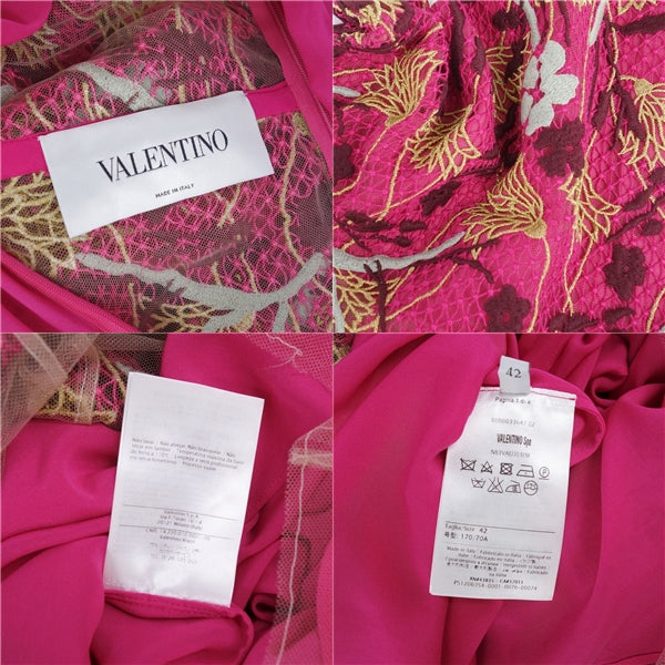 Valentino One Earrings Short Sleeve Total Race Silk Tops  Made in Italy 42 (L equivalent) Multi-Color - YAM