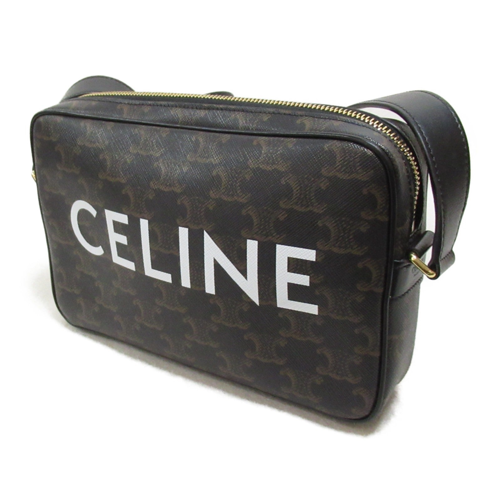 Celine Celine Medium Messenger Bag Shoulder Bag PVC Coated Linen  Black  194502