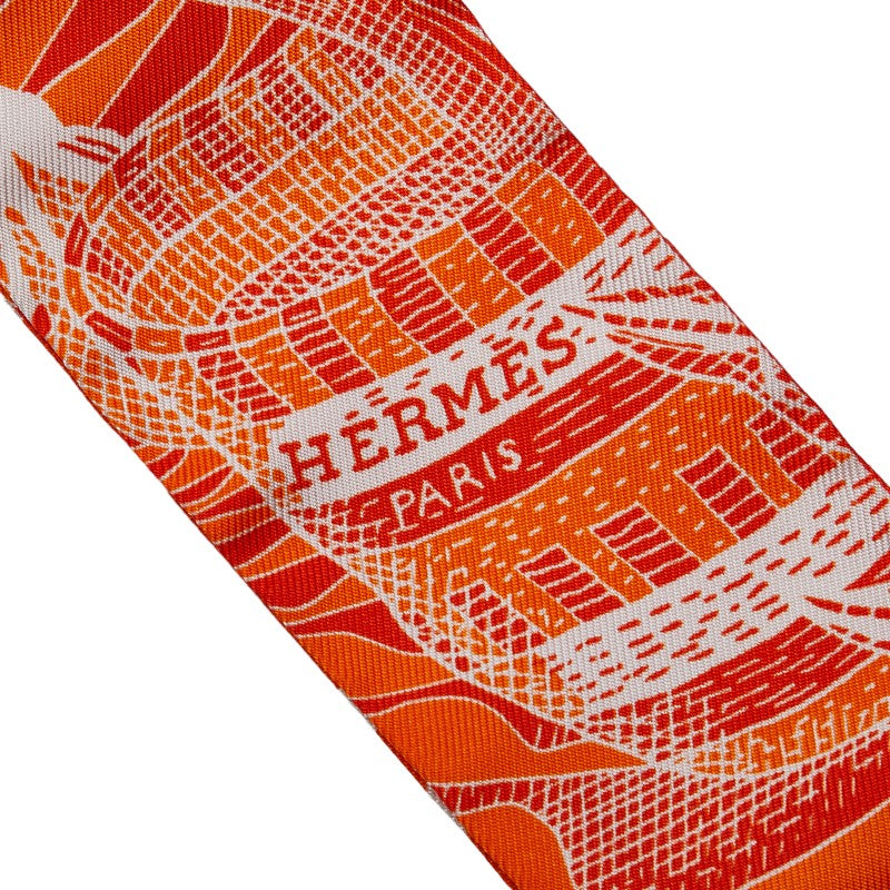 Hermes  La Danse des Amazones SCalf Orange White Silk  Hermes