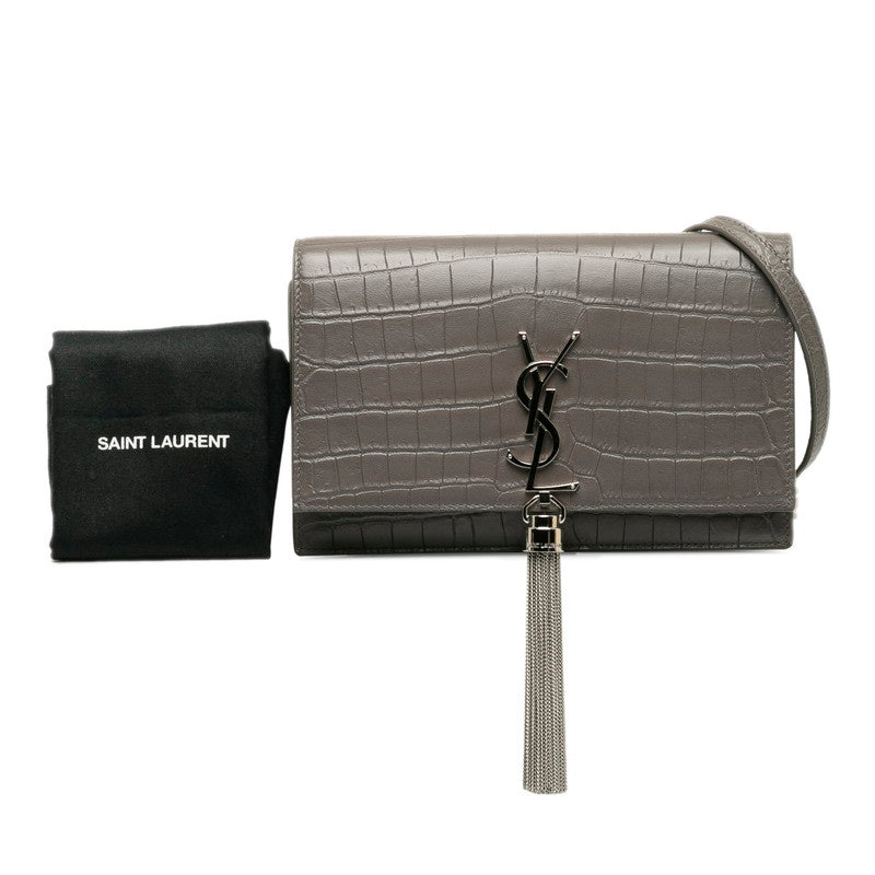 Saint Laurent Tassel Kate Middle Chain Shoulder Bag 354119 Gr Silver Leather  Saint Laurent
