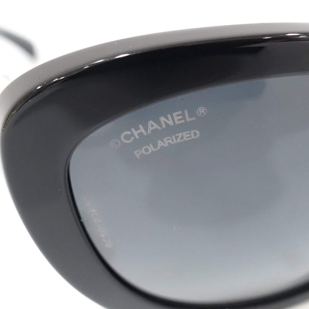Chanel Sun Sunglasses Pearl Coco Black Silver G  5340-H-A Small s
