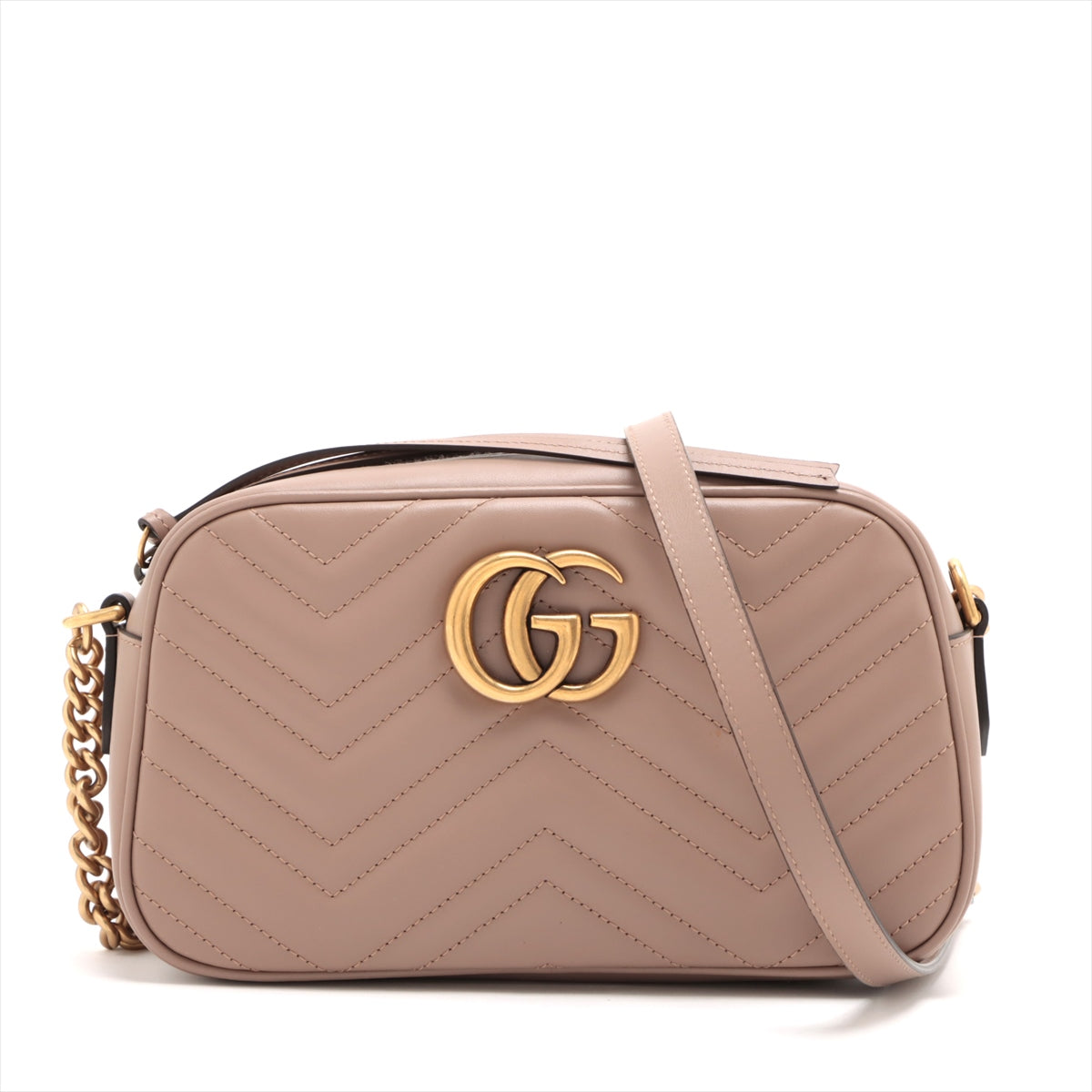 Gucci GG Marmont Leather Chain Shoulder Bag Beige 447632