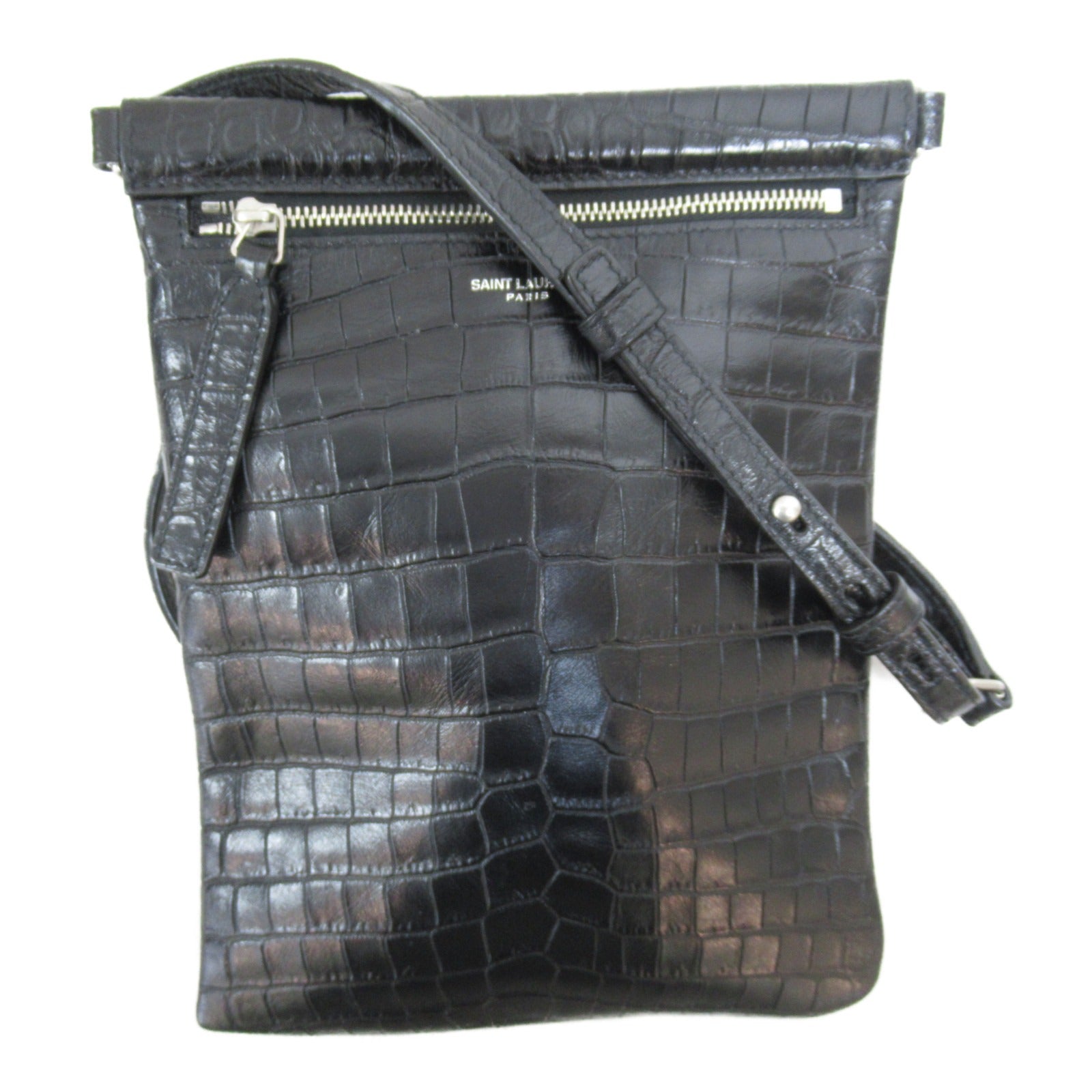 Saint Laurent Shoulder Bag Shoulder Bag Leather Crocodile  Black