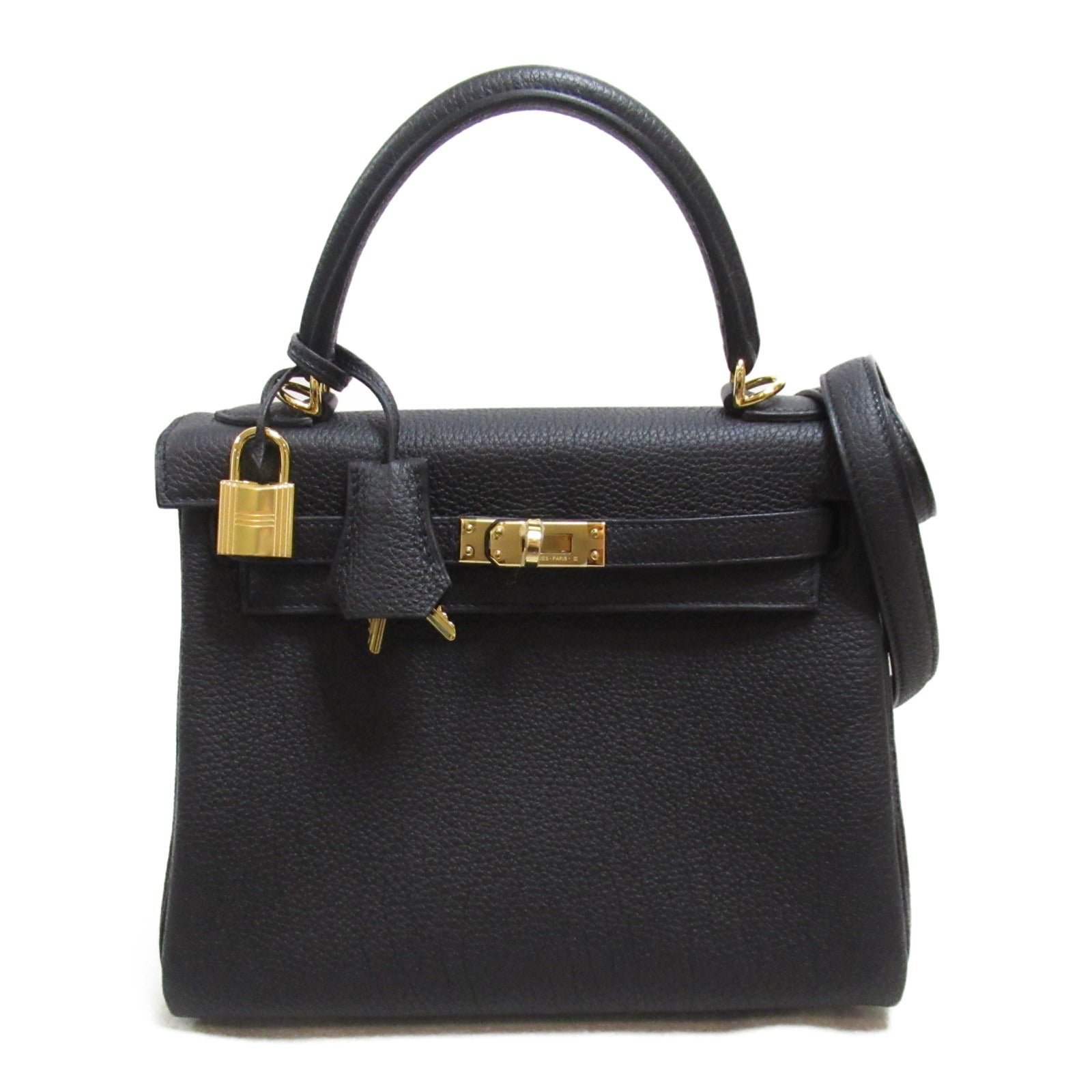 Hermes Kelly 25 Black Handbag In-Shift Handbag Handbag Leather Togo  Black Box