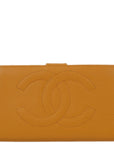 Chanel 1997-1999 Orange Caviar Timeless Long Wallet