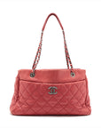 Chanel Coco Leather Chain Top Bag Red Black X Silver G  18th