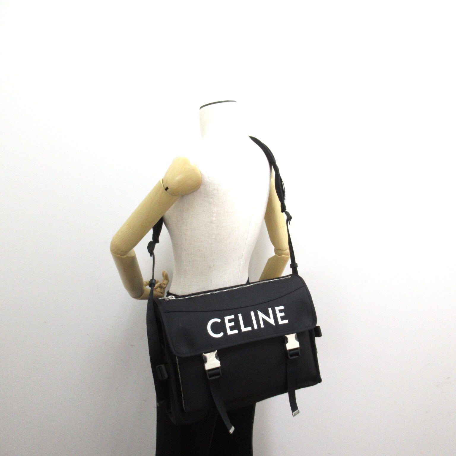 Celine Celine Tracg Cross Body Bag Messenger Bag Nylon   Black  198712DMT38SI