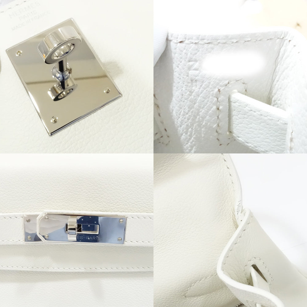 Hermes Kelly 28 Inner  White Evergreen Silver   2WAY  Bag