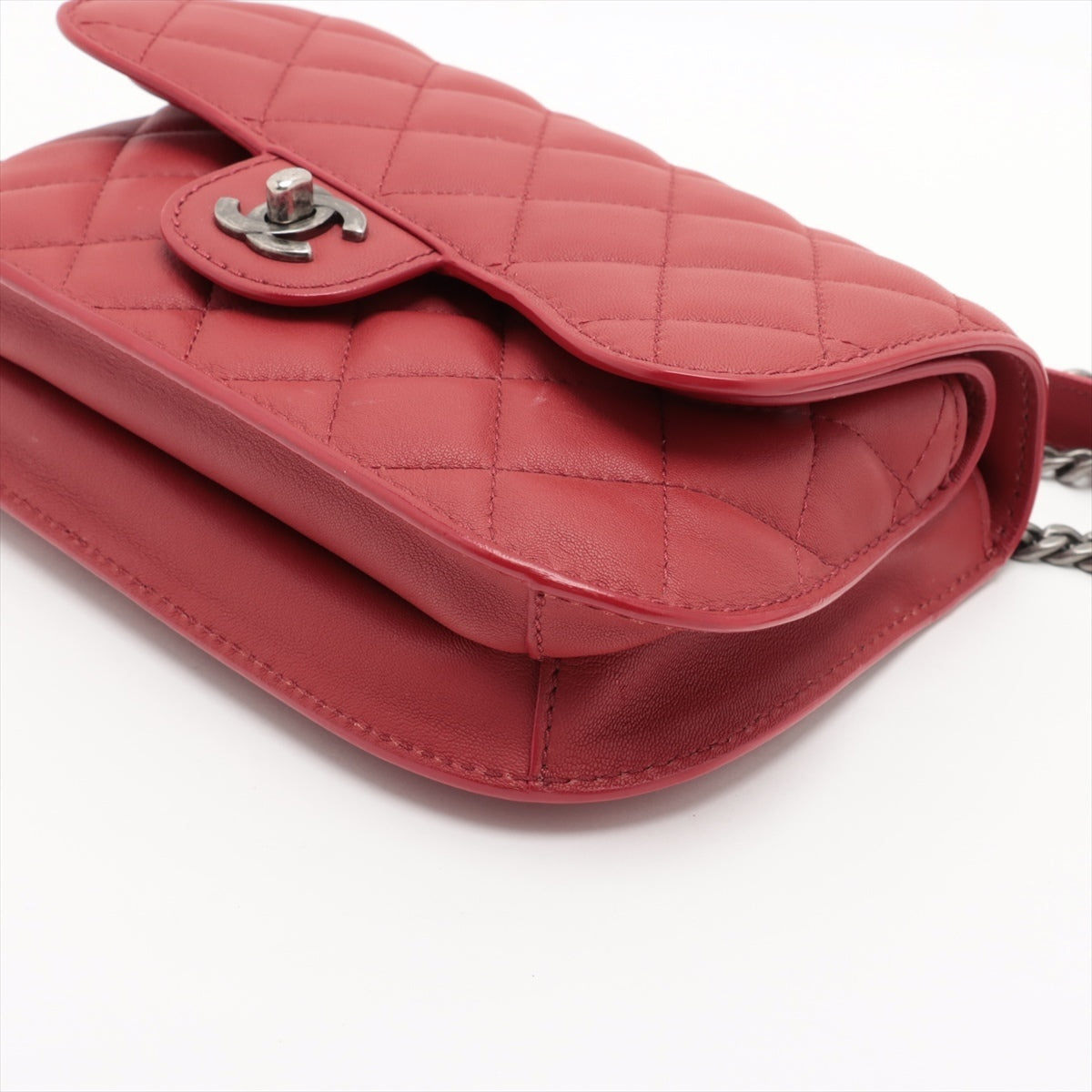 Chanel Matrasse Leather Chain Shoulder Bag Red Silver G  23rd