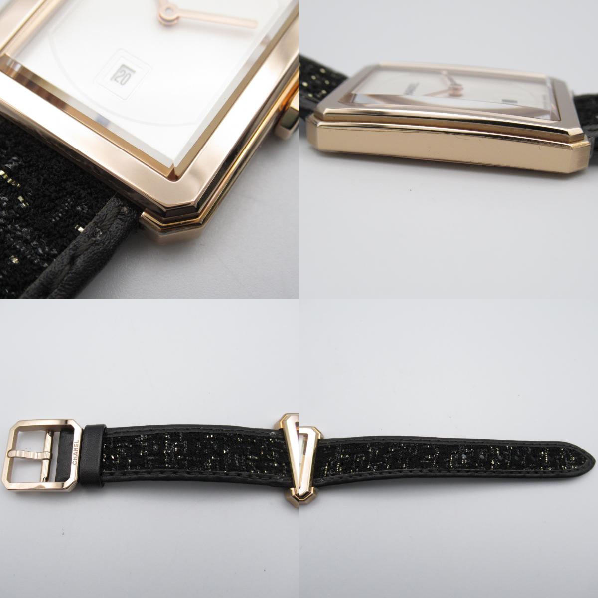 Chanel Girlfriend Tweedey Strap Watch Watch Leather Belt Beige G  White Opal White H5586
