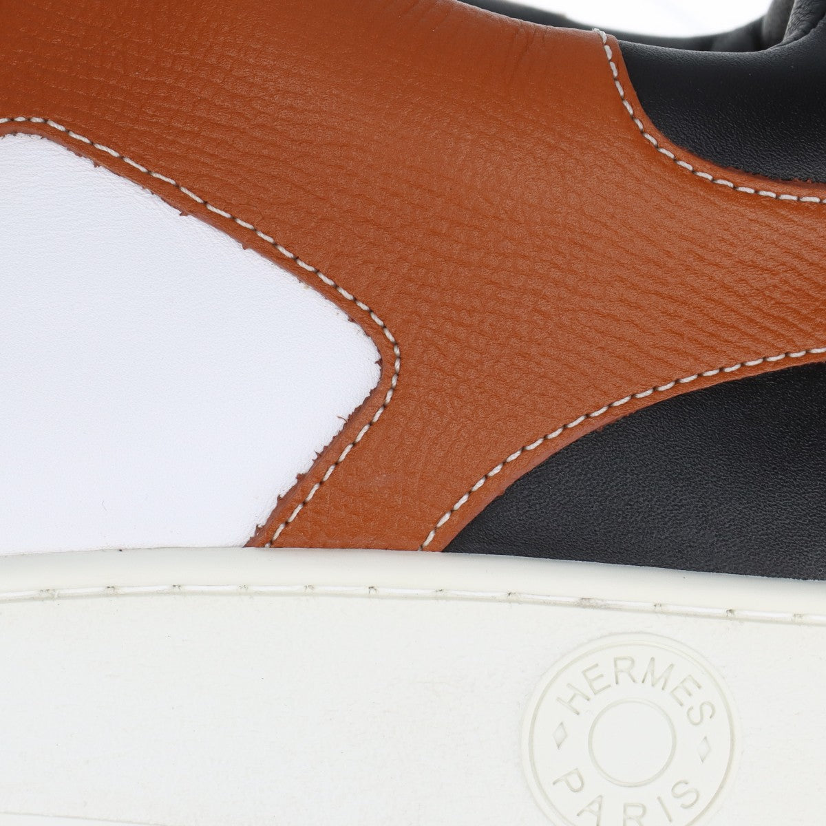 Hermes  Leather Trainers 37.5  Black X White X Brown
