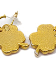 Chanel Clover Dangle Piercing Earrings Gold 03P