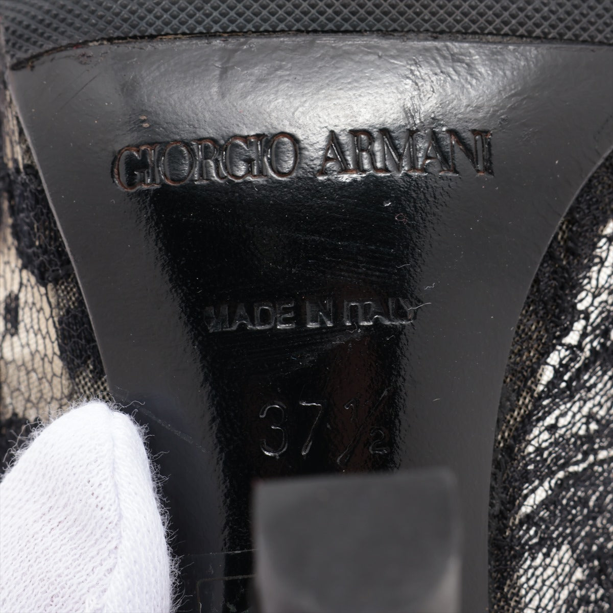 Giorgio Armani Race x Leather Pump 37 1/2  Black