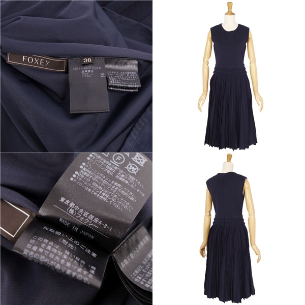 Foxy FOXEY Nitted One Earrings Dress 40111 Knit Dress  Sleeve Freeskirts Tops  38 (S Equivalent) Navy  Navy