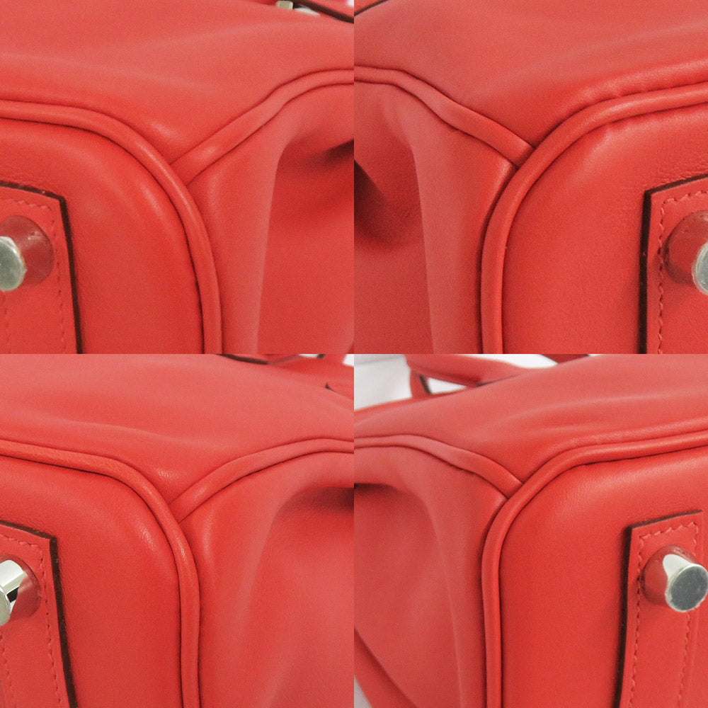 Hermes Birkin 25 Capsine Silver G   X Graphic 2016 Handbag Leather Red Orange   Vintage Wood