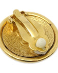 Chanel Button Earrings Gold Clip-On 93P/2941