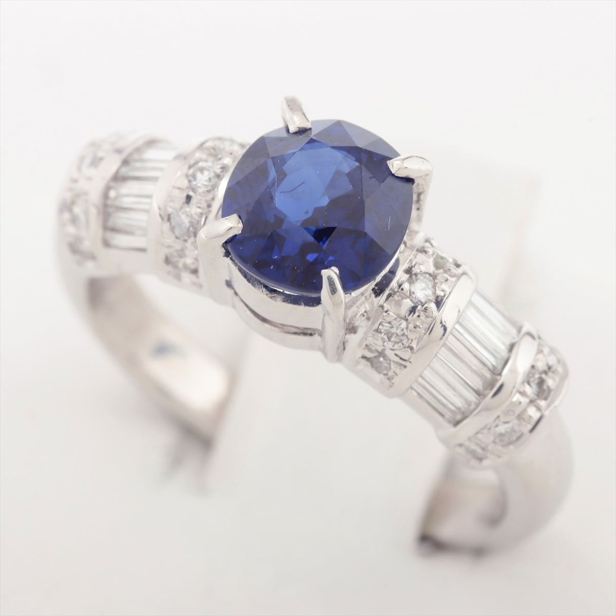 Sapphire Diamond Ring Pt900 7.2g 1.62 D0.36