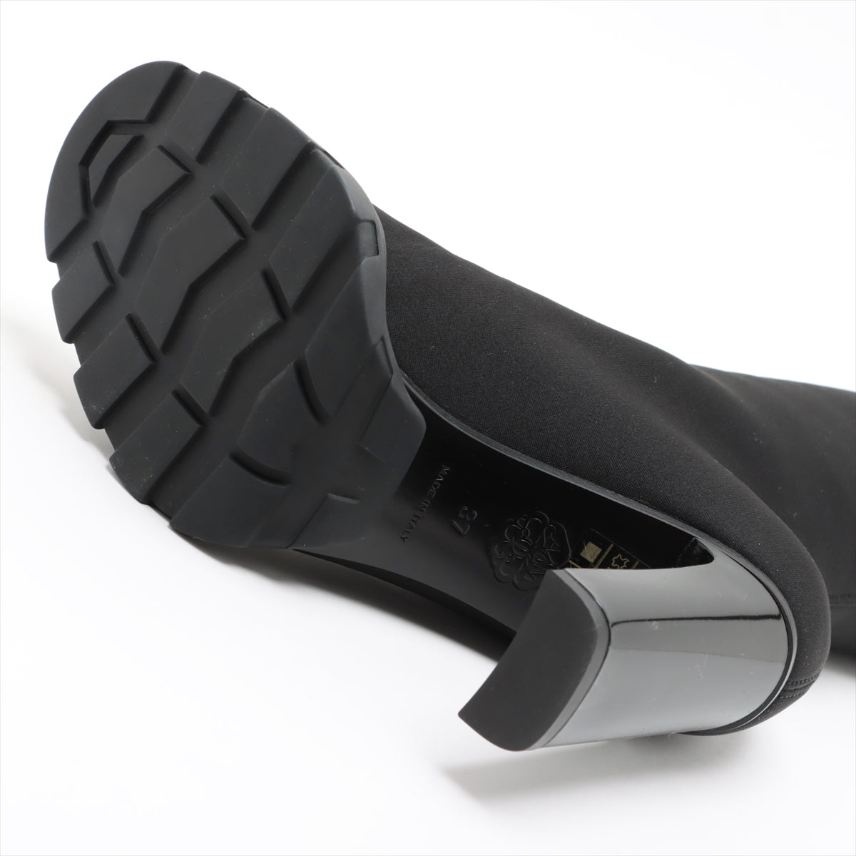 Alexander McQueen Fabric Boots 37  Black B688310 Front Zip Lift