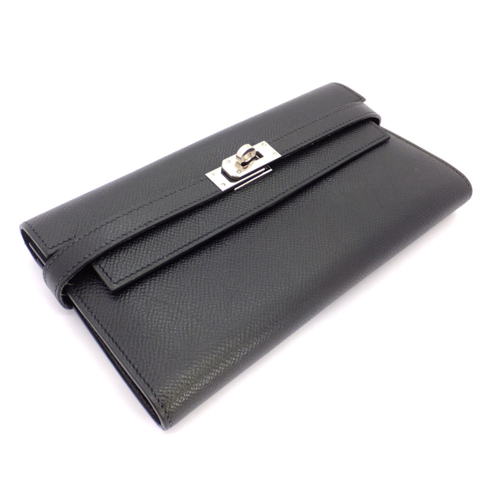 Hermes Kerry Wallet Long Wallet Epson Black Silver G   K  2007 Manufacturing Turn-Lock Cadena Cham