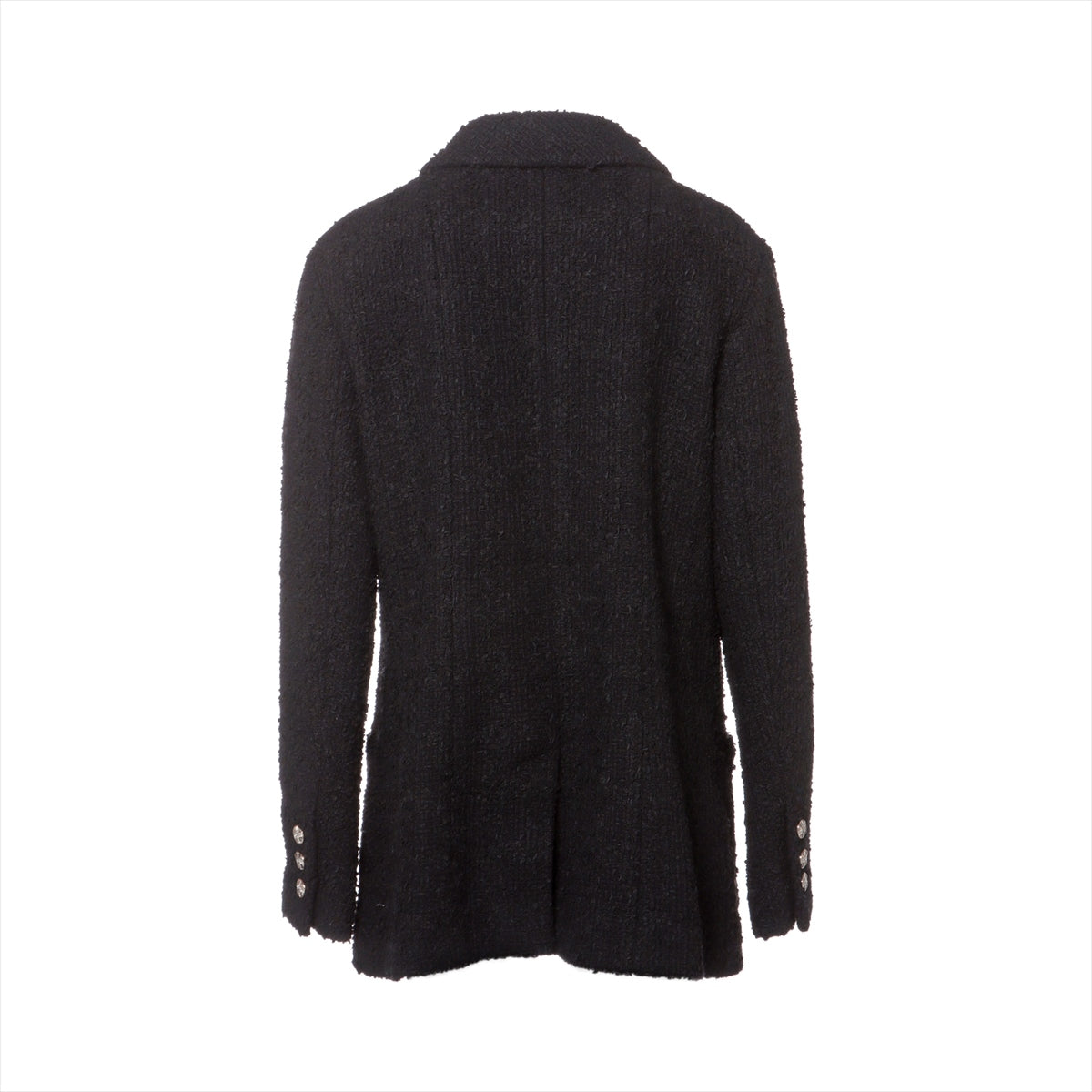 Chanel Coco Button 23S Wool  Nylon Jacket 42  Black Tweed P74799V66427