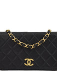 Chanel 2000-2001 Black Lambskin Pushlock Mini Full Flap Shoulder Bag