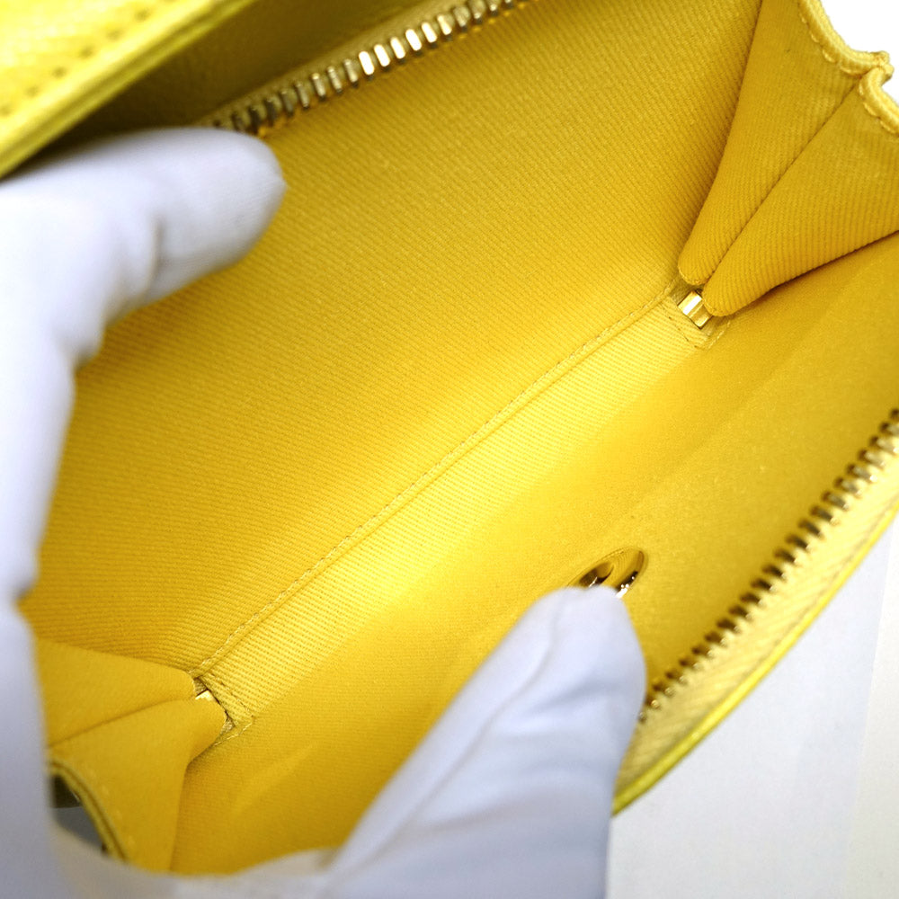 Chanel Chain Shoulder Bag Matrasse Yellow Caviar S Turn-Lock Coco  A93607