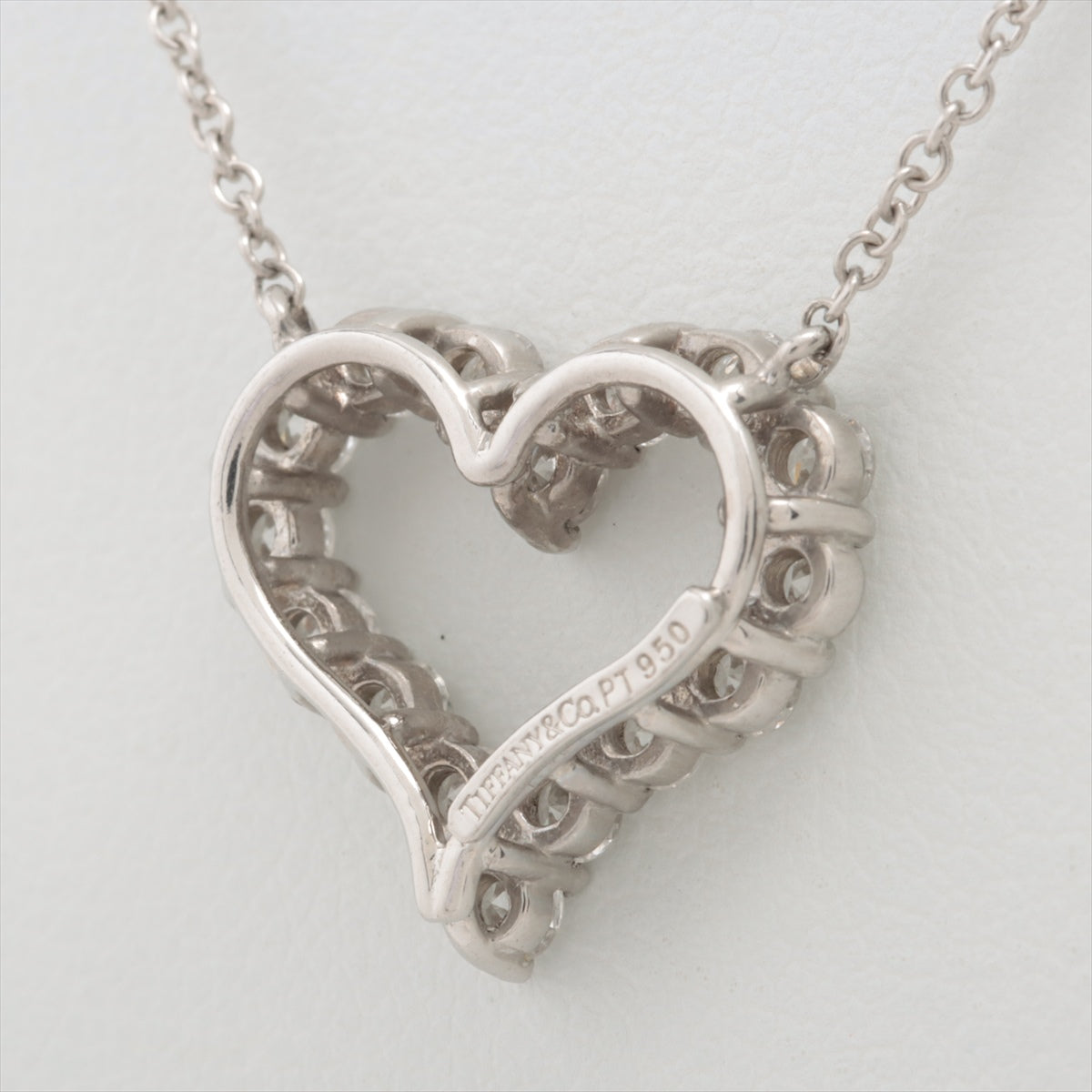 Tiffany&#39;s Centimental Heart Medium Diamond Necklace Pt950 4.9g