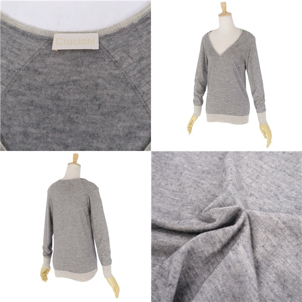 Cruciani CRUCIANI Nitted sweater VNEC long sleeve long sleeve long sleeves Cashmereia tops ladies 40 (equivalent to L) grey  仙台 楽天市場店