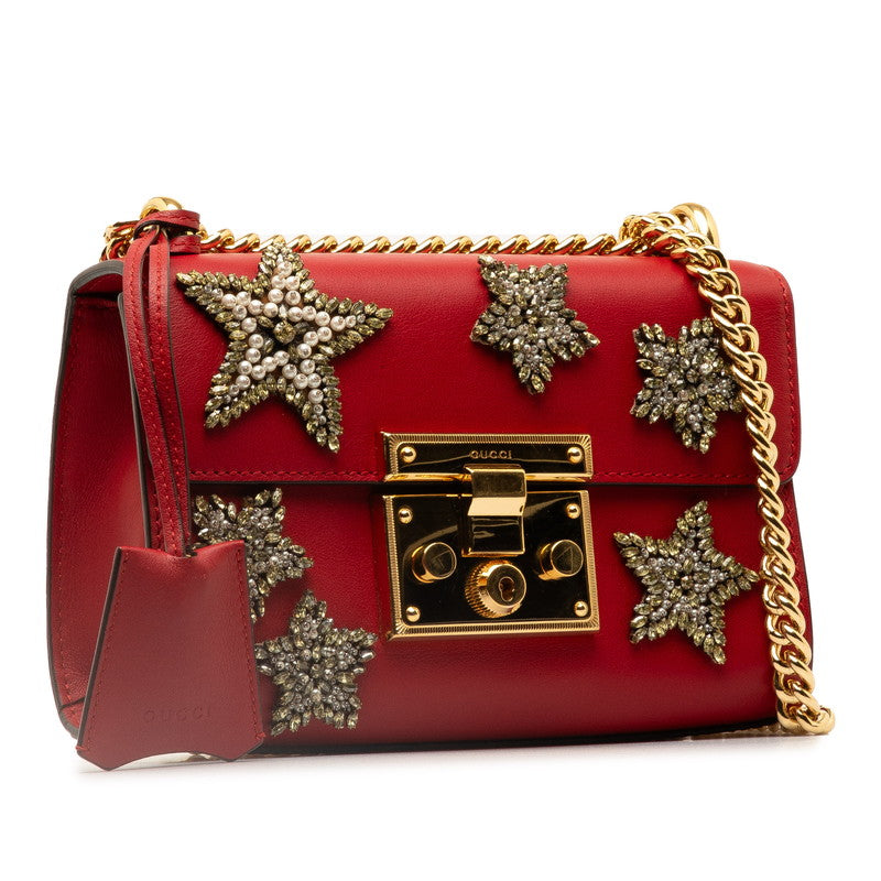 Gucci Star Chain Shoulder Bag 432182 Red Leather  Gucci