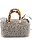 Fendi Byzaw Mini Mouton x Leather 2WAY Handbag Gray 8BS067