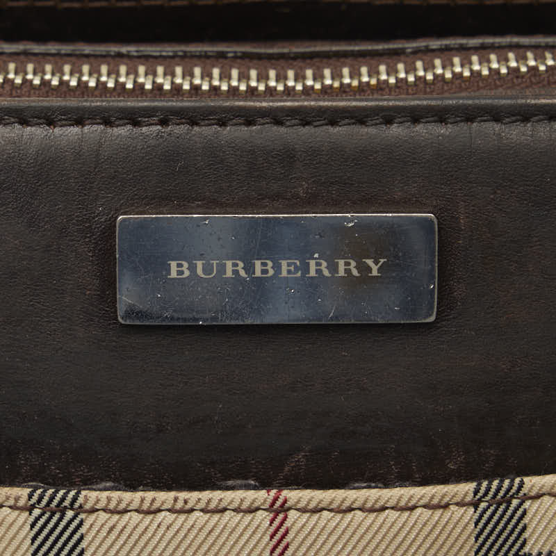 Burberry Noneva Check   Shoulder Bag Beige Brown Canvas Leather  BURBERRY