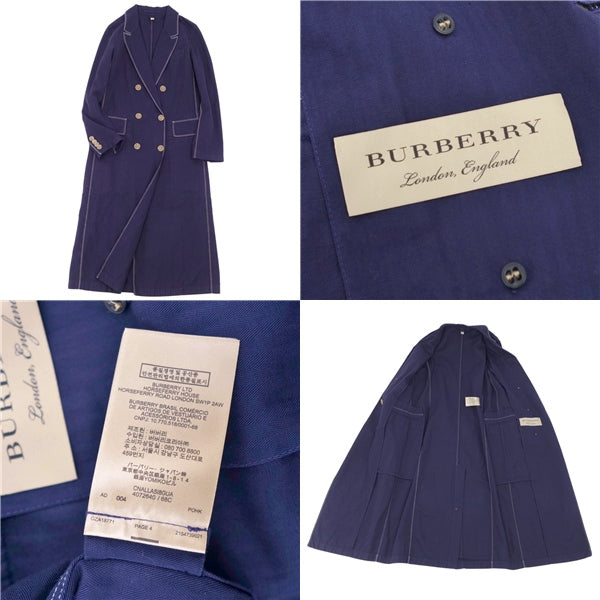 Burberry  Long Coat Chester Coat  Cotton Double Breast Out UK6 USA4 ITA38 (S Equivalent) Navy  Navy