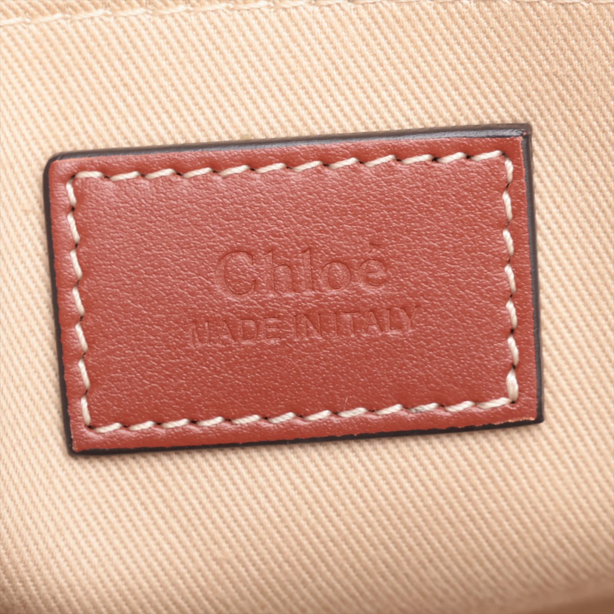 Chloe Woody Medium Canvas  Leather Tote Bag Brown