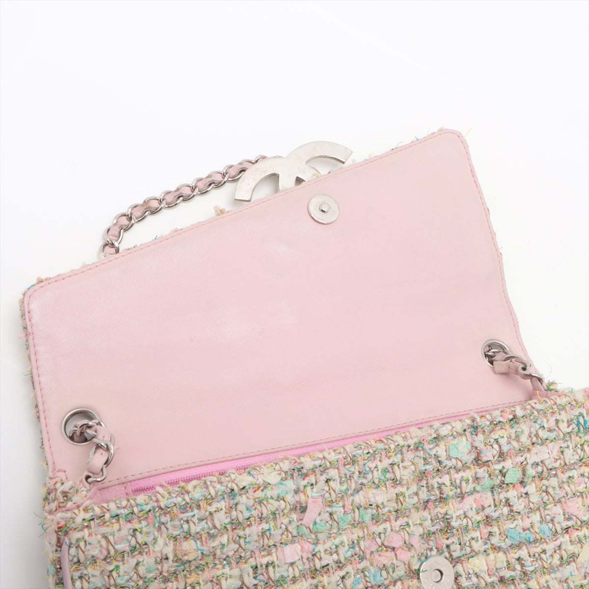 Chanel Coco Tweede Chain Shoulder Bag Multicolor Silver  9th