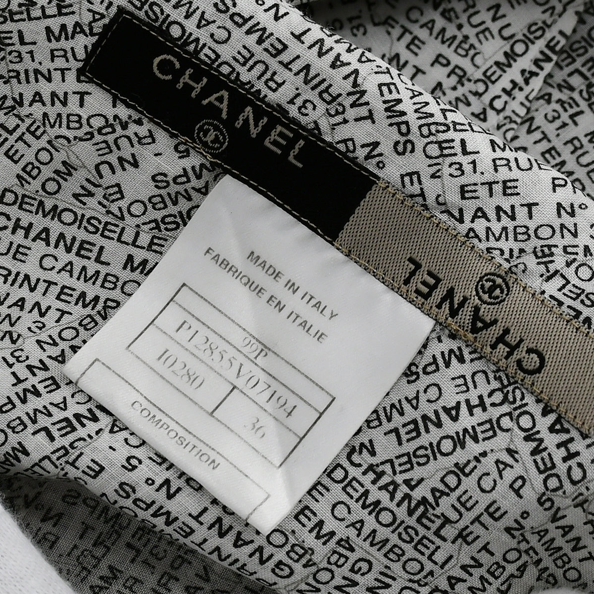 Chanel Short Sleeve Shirt White Black 99P 