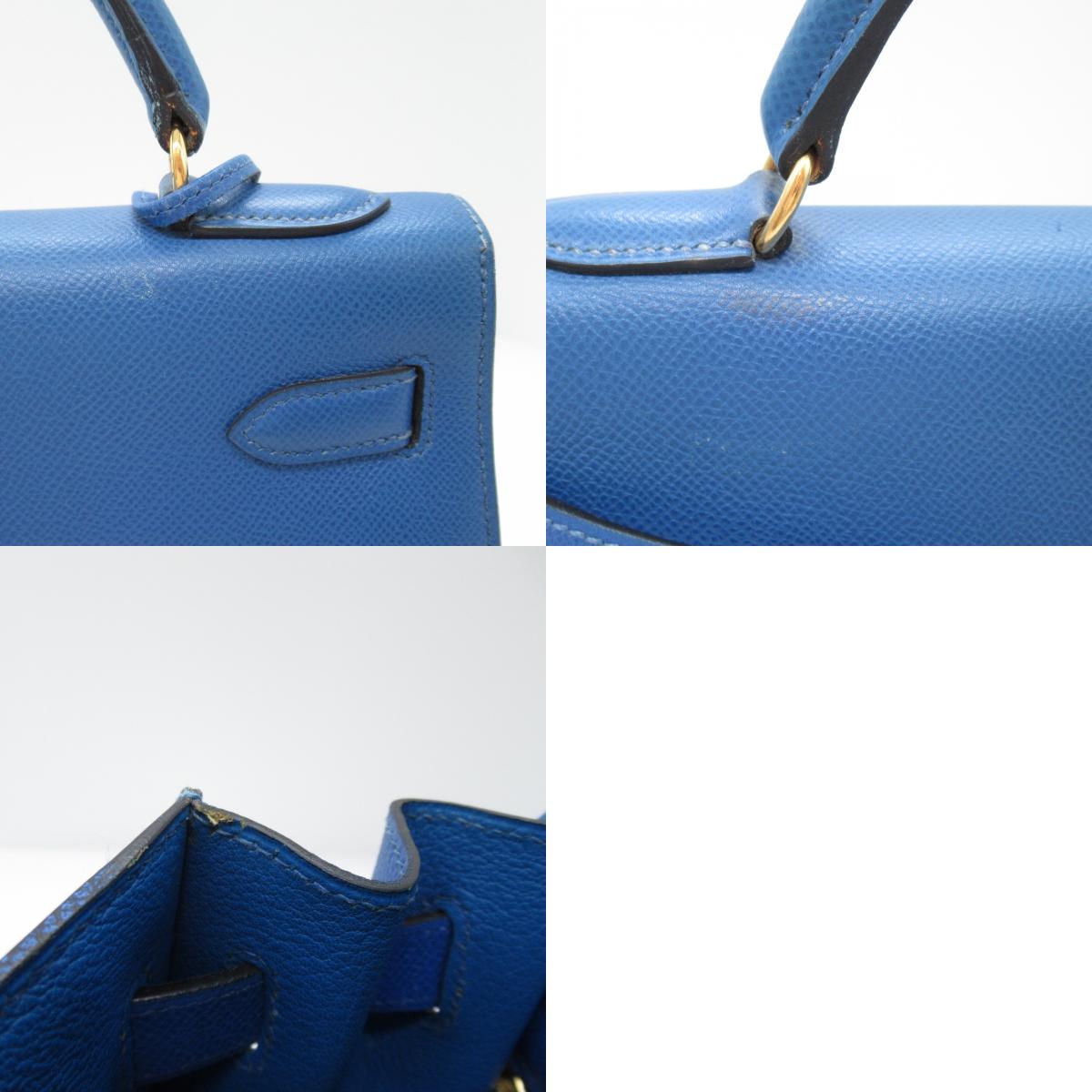 Hermes Kelly 32 Blue French  Sewing Handbag Handbag Leather Handbag Lexus  Blue