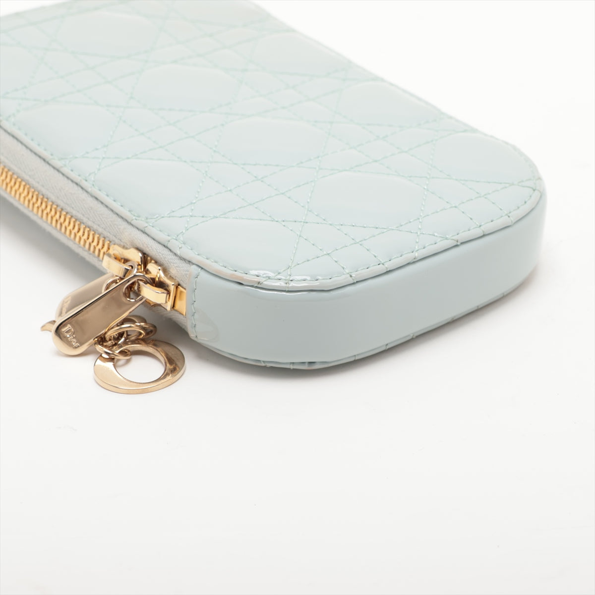 Christian Dior Canaridge Foundhalter Patent Leather Chain Shoulder Bag Blue