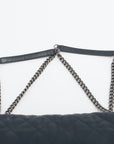 Chanel Matrasse Leather Single Flap Double Chain Bag Navy Gummetal G