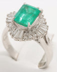 Emerald Diamond Ring Pt900 7.4g 188 D057