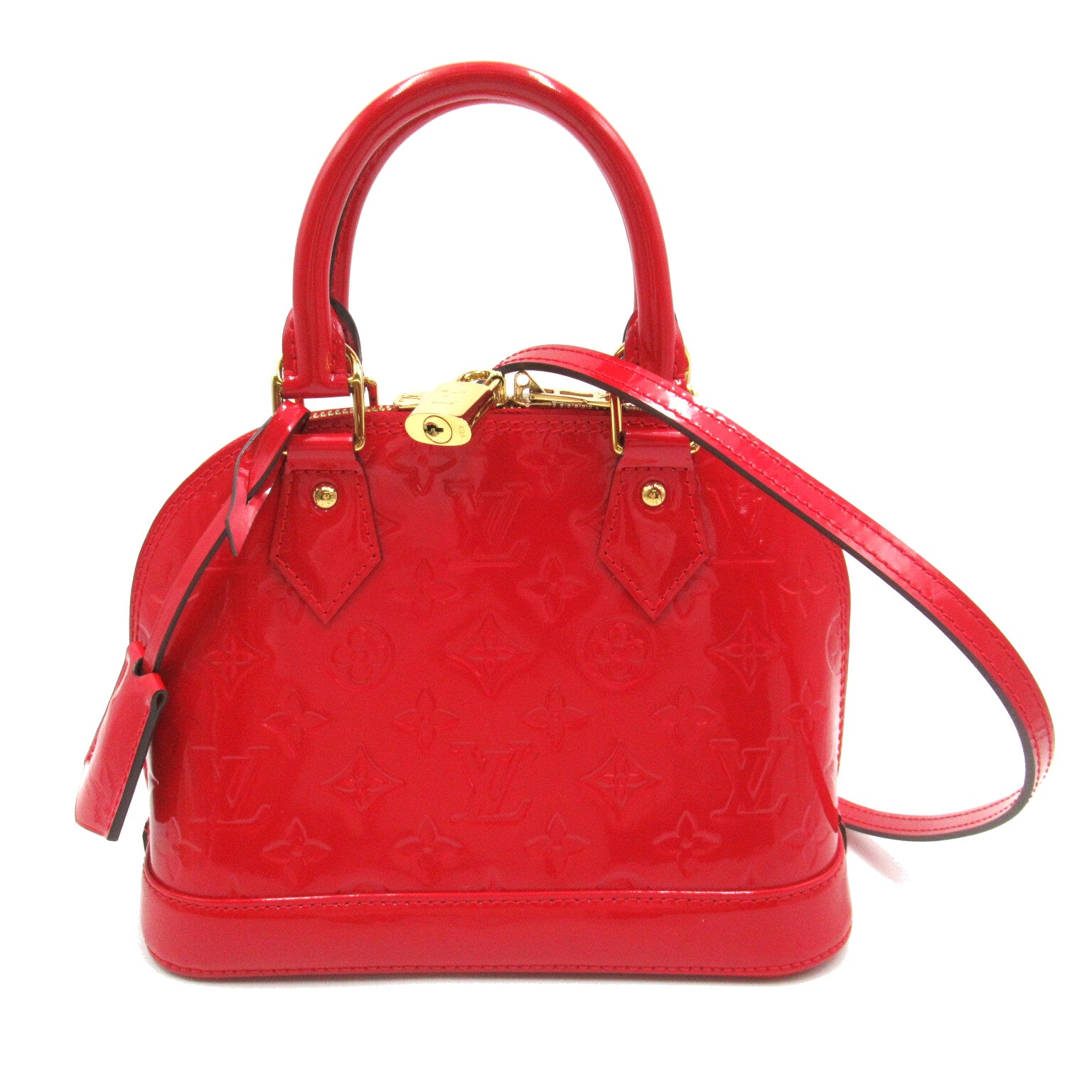 Louis Vuitton ALMA BB Shoulder Bag Patent Leather Vernis Red M90174