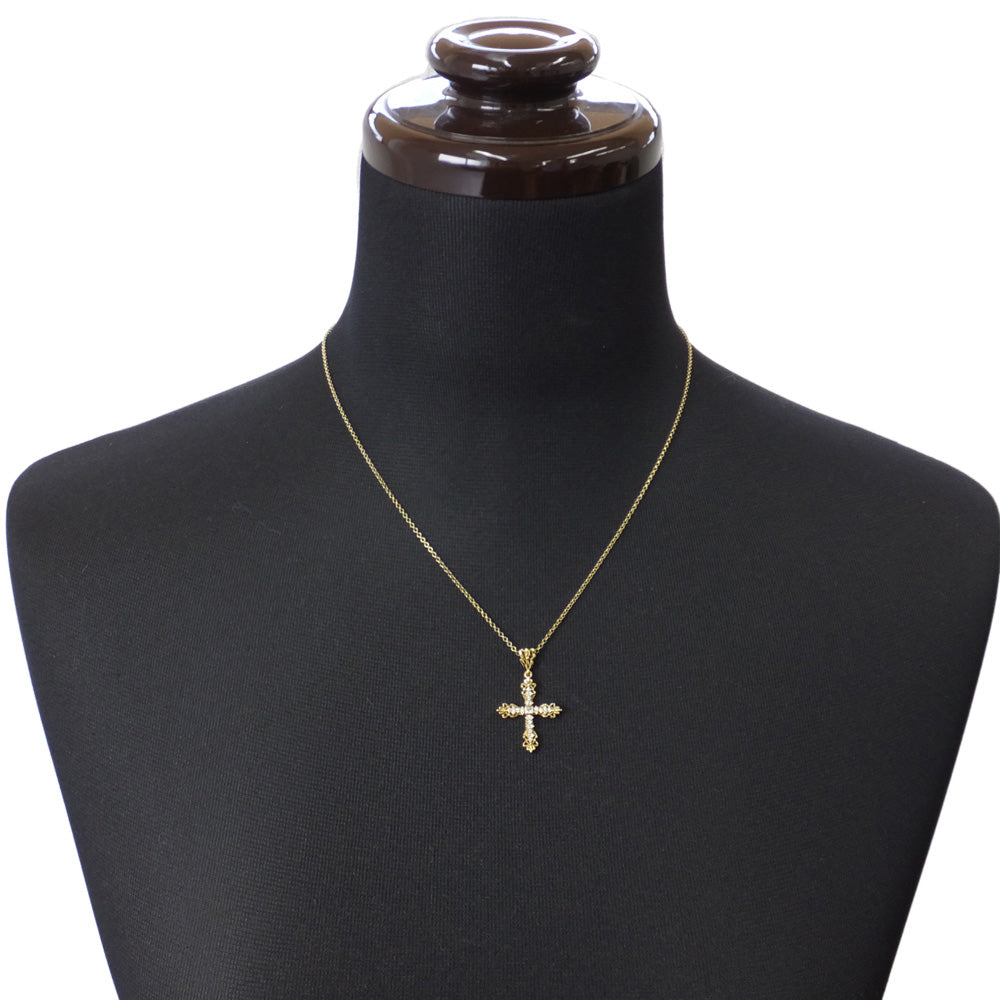 AHKAH Arc Necklace Mini Madonna Cross K18YG Yellow G 42cm 3.8g Accessories Cross  Collars  Yellow Weddah
