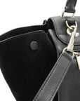 Celine Travers Handbag 2WAY Shoulder Bag Semi-Shoulder Shoulder Leather  Black Black Silver  Blumin